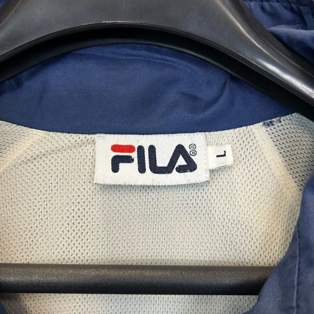 Vintage Fila Windbreaker Jacket Men's Navy White Full Zip USA Made Size Large
